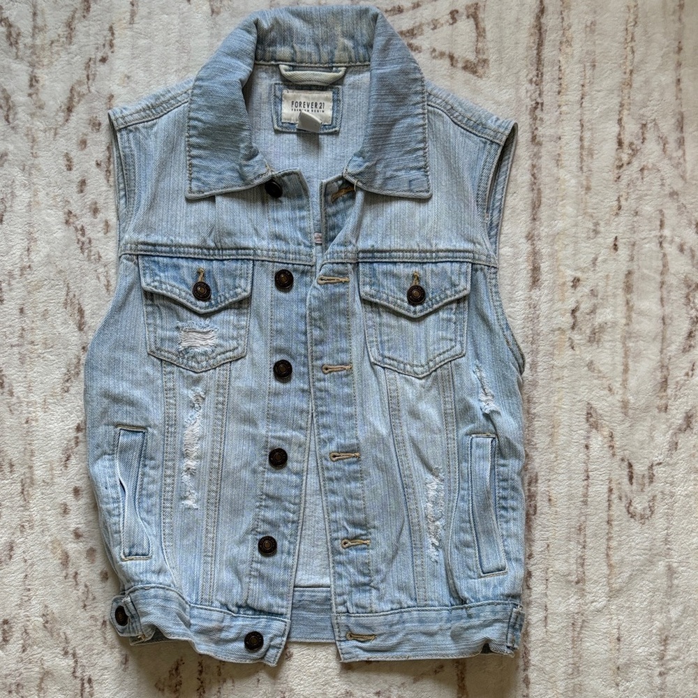 Forever 21 Light Blue Denim Vest